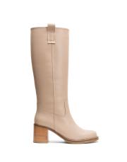 nordic oval burun kalın topuklu kadın çizme bej 3
