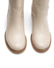 timber oval burunlu kalın topuklu kadın bot bej 4