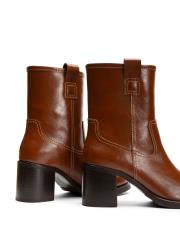 timber oval burunlu kalın topuklu kadın bot taba 3