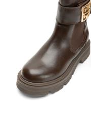 glow altın aksesuar detaylı yanları lastikli kadın bot acı kahve 2