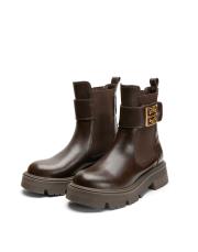 glow altın aksesuar detaylı yanları lastikli kadın bot acı kahve 3