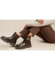 glow altın aksesuar detaylı yanları lastikli kadın bot acı kahve 5