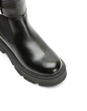 glow altın aksesuar detaylı yanları lastikli kadın bot siyah 3