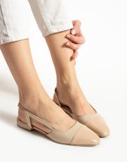 papavero birinci sınıf vegan deri oval burun babet nude