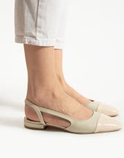 papavero birinci sınıf vegan deri oval burun babet bej 2