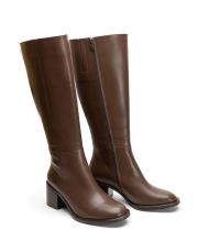 blaze oval burun fermuarlı kadın çizme kahve