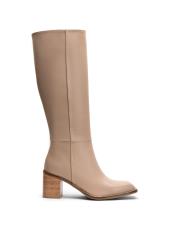 astra küt burun fermuarlı kadın çizme bej