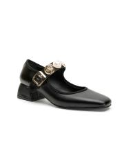 mila toka detaylı kalın topuklu ayakkabı siyah