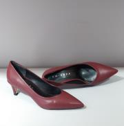 vina ithal vegan deri sivri burun kadın topuklu ayakkabı bordo 2