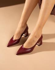 nina ithal vegan deri sivri burun kadın topuklu ayakkabı bordo 2