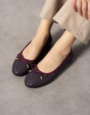 kınov toka detaylı yuvarlak burun kadın babet lacivert-bordo