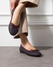 kınov toka detaylı yuvarlak burun kadın babet lacivert-bordo 2