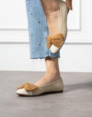 saniz toka detaylı yuvarlak burun kadın babet bej