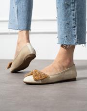 saniz toka detaylı yuvarlak burun kadın babet bej 2