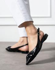 lonly büzgü detaylı sivri burun kadın babet siyah 2