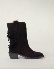 fringe kovboy küt burun siyah süet bot siyah 3