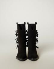 fringe kovboy küt burun siyah süet bot siyah 4