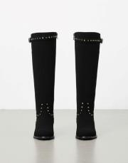 tilve binici küt burun toka ve trok detaylı siyah süet çizme siyah 3