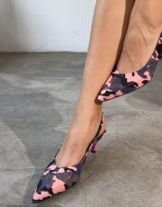 ros kamuflaj desen pino topuk sivri burun pembe