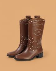 helios işlemeli trok detaylı  deri bot kahve