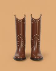 helios işlemeli trok detaylı  deri bot kahve 3