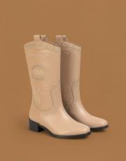 helios işlemeli trok detaylı  deri bot bej 3