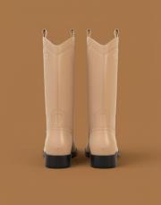 helios işlemeli trok detaylı  deri bot bej 4