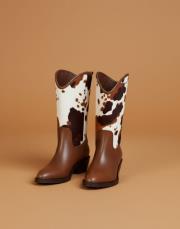 western kovboy kürk detaylı taba deri bot taba