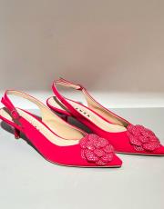 daisy textil kumaş taşlı çiçekli pino topuk fuşya