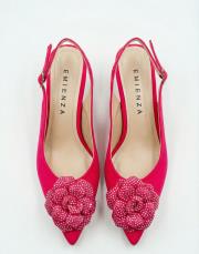 daisy textil kumaş taşlı çiçekli pino topuk fuşya 3
