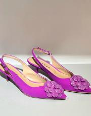 daisy textil kumaş taşlı çiçekli pino topuk lila