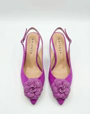 daisy textil kumaş taşlı çiçekli pino topuk lila 4