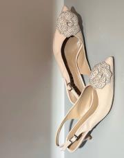 daisy textil kumaş taşlı çiçekli pino topuk bej 2