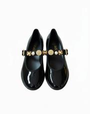 116 yuvarlak burun toka detaylı siyah rugan deri babet siyah rugan 2