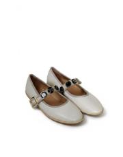 124 yuvarlak burun toka detaylı vizon deri babet vizon