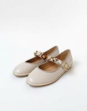 125 yuvarlak burun toka detaylı bej deri babet bej 2