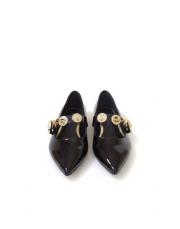 129 sivri burun toka detaylı siyah rugan babet siyah rugan