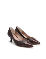 shiny sivri burun maskaretli vegan deri topuklu ayakkabı kahve 2