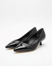 shiny sivri burun maskaretli vegan deri topuklu ayakkabı siyah 3
