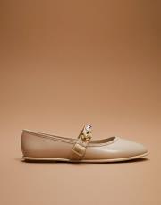 çinto yuvarlak burun toka detaylı vegan deri babet ten 2