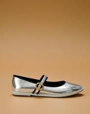 veroni yuvarlak burun toka detaylı vegan deri babet gümüş 2