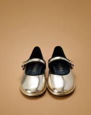 veroni yuvarlak burun toka detaylı vegan deri babet altın