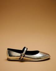 veroni yuvarlak burun toka detaylı vegan deri babet altın 2