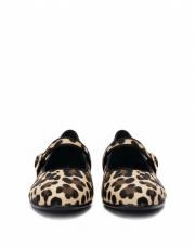 veroni yuvarlak burun toka detaylı vegan deri babet leopar