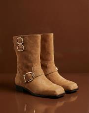tekado toka detaylı küt burun süet çizme taba 2