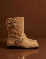 tekado toka detaylı küt burun süet çizme taba 3