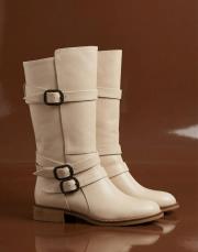 triole vegan deri toka detaylı bot bej