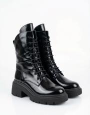 black cat parlak cilt hakiki deri bot siyah rugan