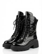 black cat parlak cilt hakiki deri bot siyah rugan 3