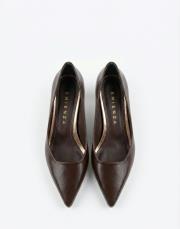 start rustik vegan deri sivri burun topuklu ayakkabı kahve 3